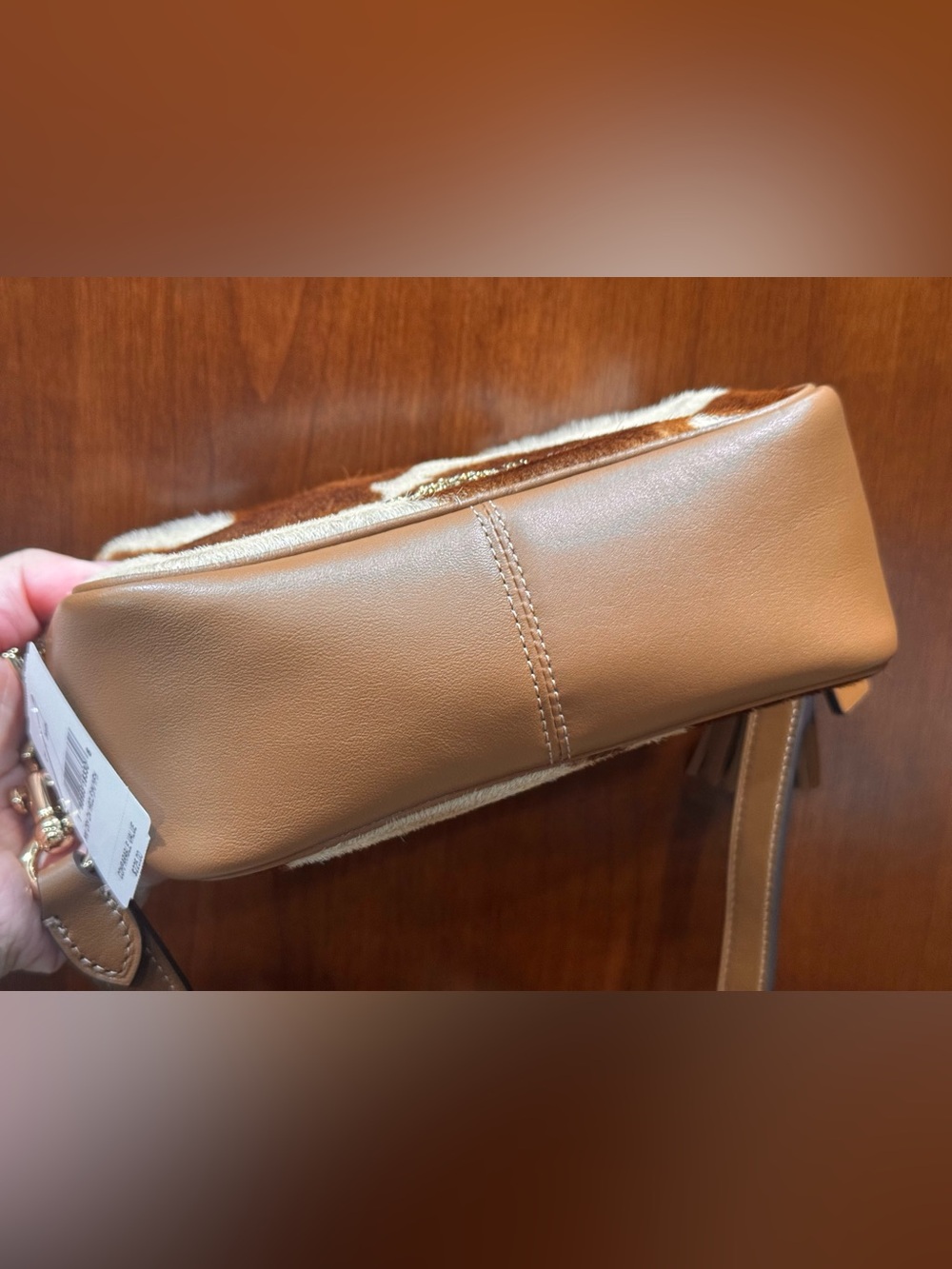 Coach Mini Carey Crossbody Bag Haircalf With Cow Print CEK71 Gold/Cow Multi NWT - Picture 9 of 11